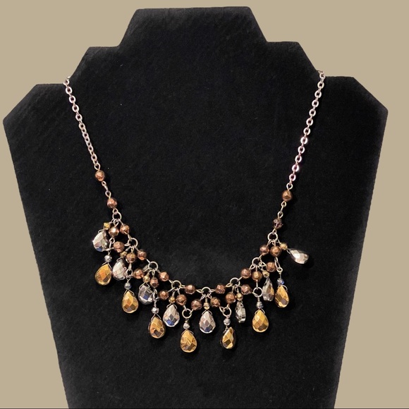 Robert Rose Dangling Teardrop Glass Beads Necklace 16” Length - Picture 1 of 3